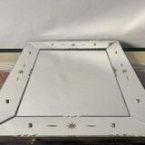 Rectangular Art Deco wall mirror inlaid and chiseled on wood