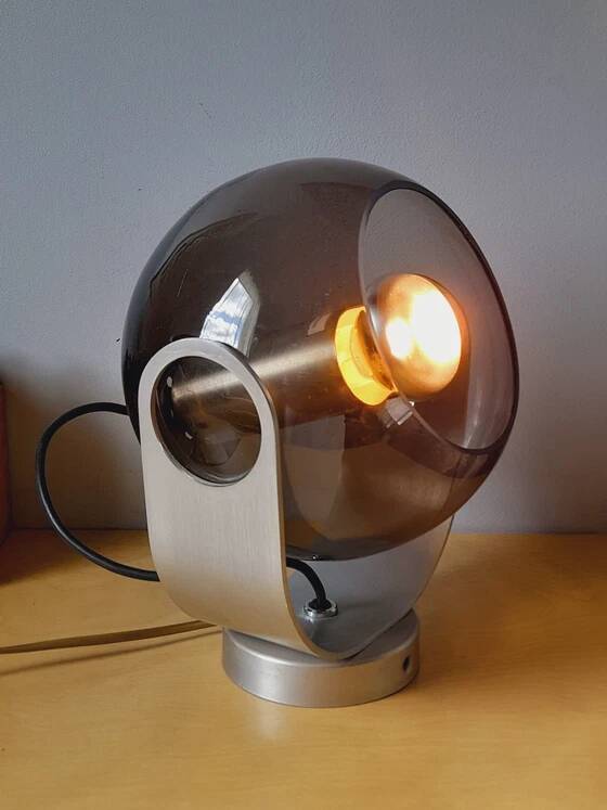 Smoked glass and chrome metal spot lamp from the 70s.