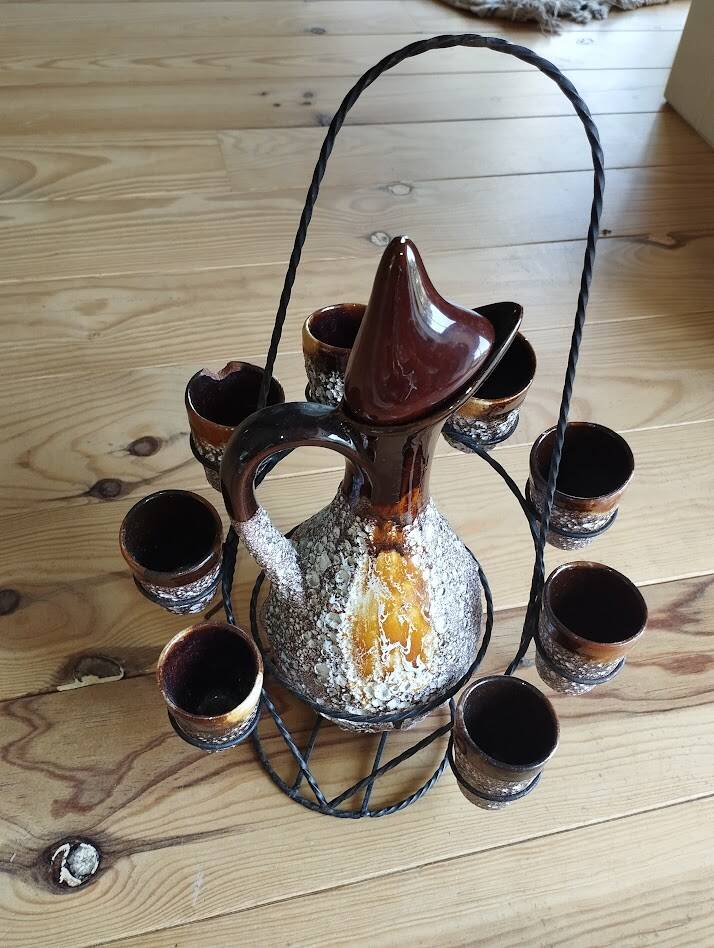 Vintage liqueur service signed Vallauris