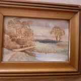 Tableau miniature huile 8/3 cadre 18,7/14,3 cm