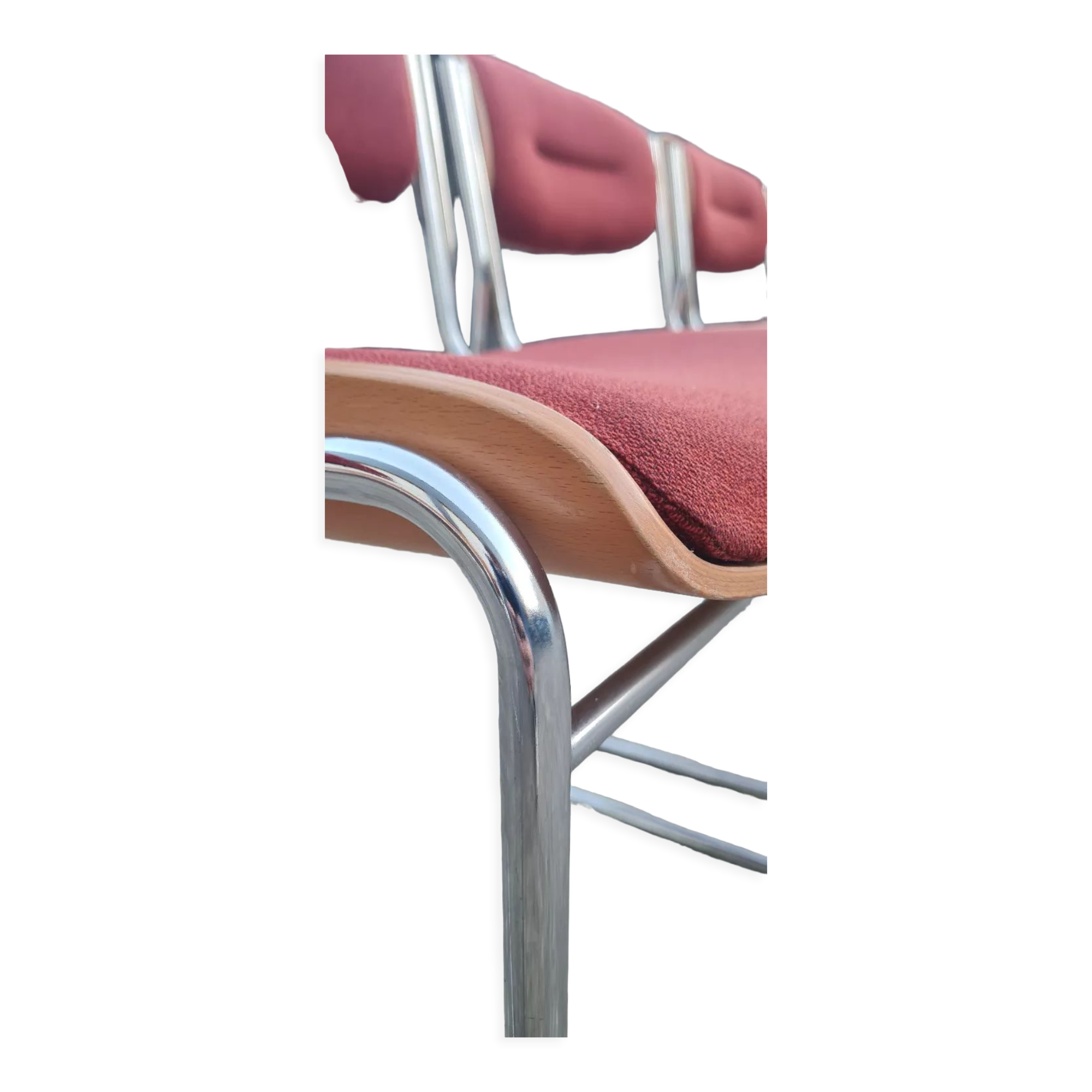 Set of 6 wool and chrome chairs from the 70s