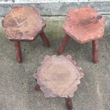 Set of 3 tripod stools/design 20th century