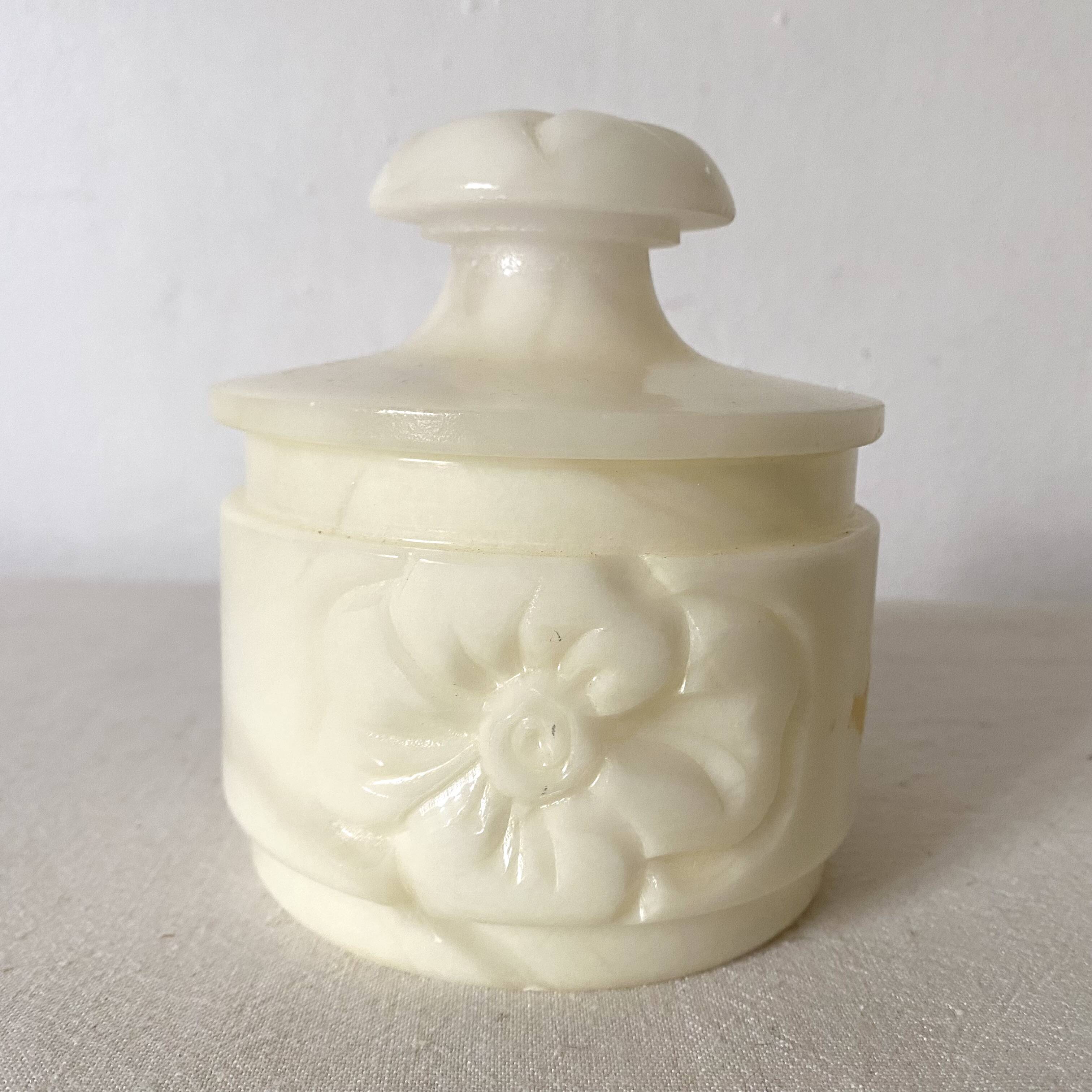 Carved alabaster pot