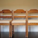 Chaises brutalistes en pin x 3
