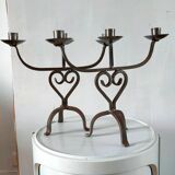 Paire de bougeoirs chandeliers brutalistes Suède années 50