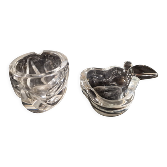 Pair of crystal ashtrays