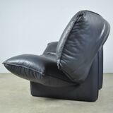 Leolux / vintage "tango" armchair in blue leather / jan armgardt / 1980s netherlands