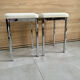 Pair of vintage 1980 chrome stools with white faux leather in very good condition.