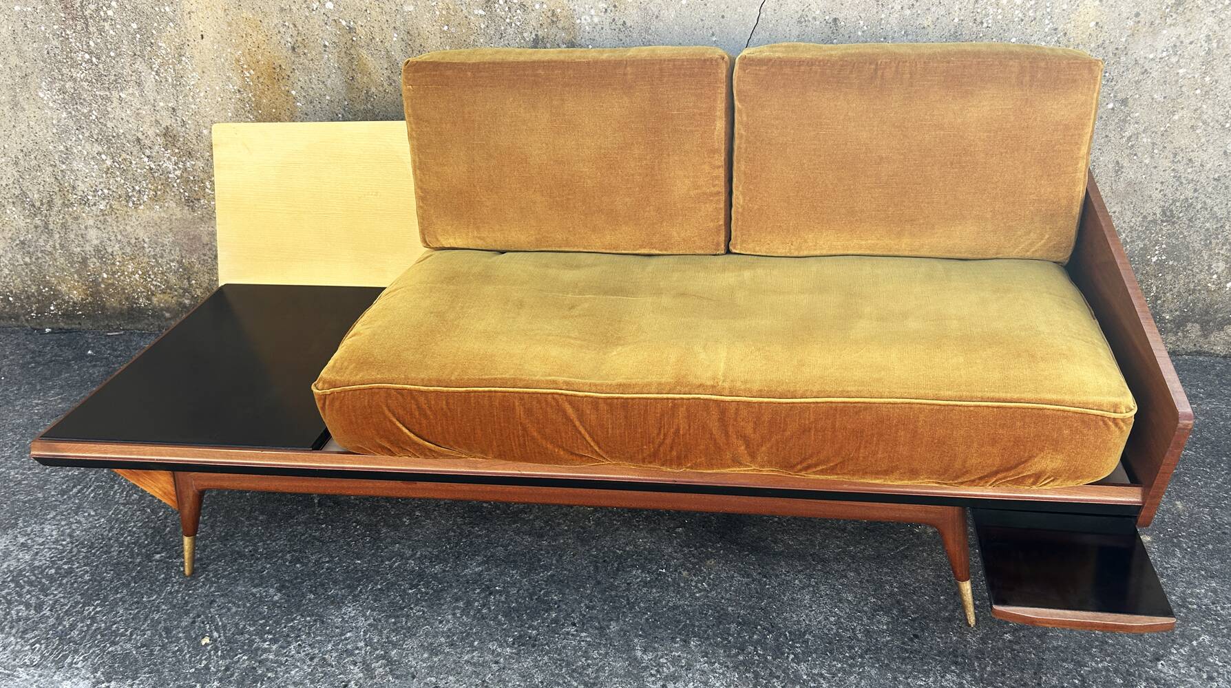 Daybed or two-seater sofa, shelf designed by Maison Sergalot, Paris, 1957