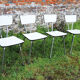 4 anciennes chaises en formica bleu ciel