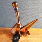 Vintage Amber Glass Wine Carafe - Artisan Decanter in Porron Style
