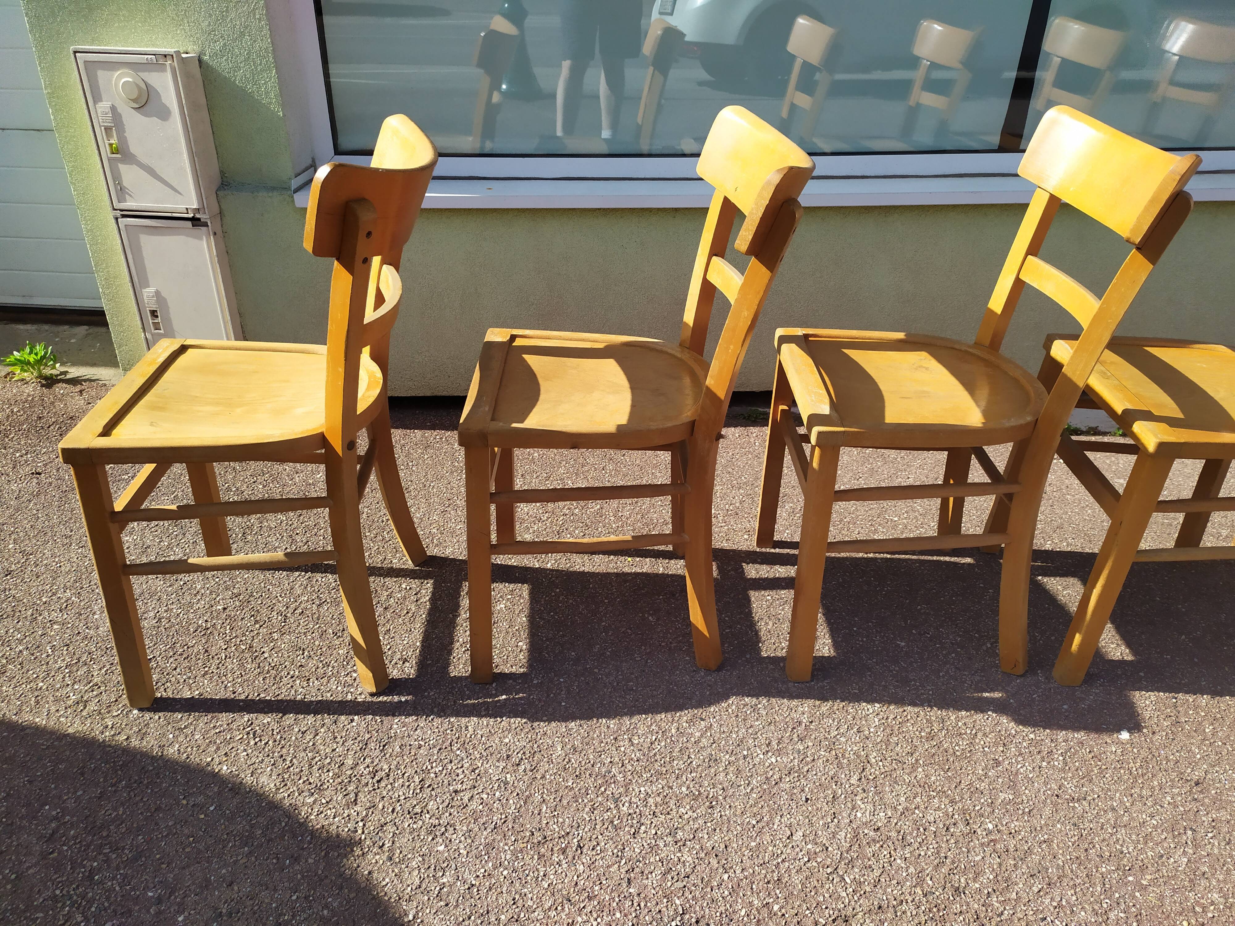 Set of 6 wooden bistro chairs 50/60s