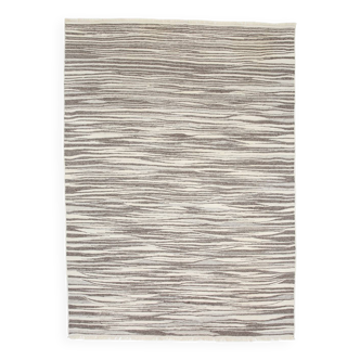 8x11 Kilim Beige and Faded Brown Distressed Handwoven Kilim Rug, 237x323 Cm