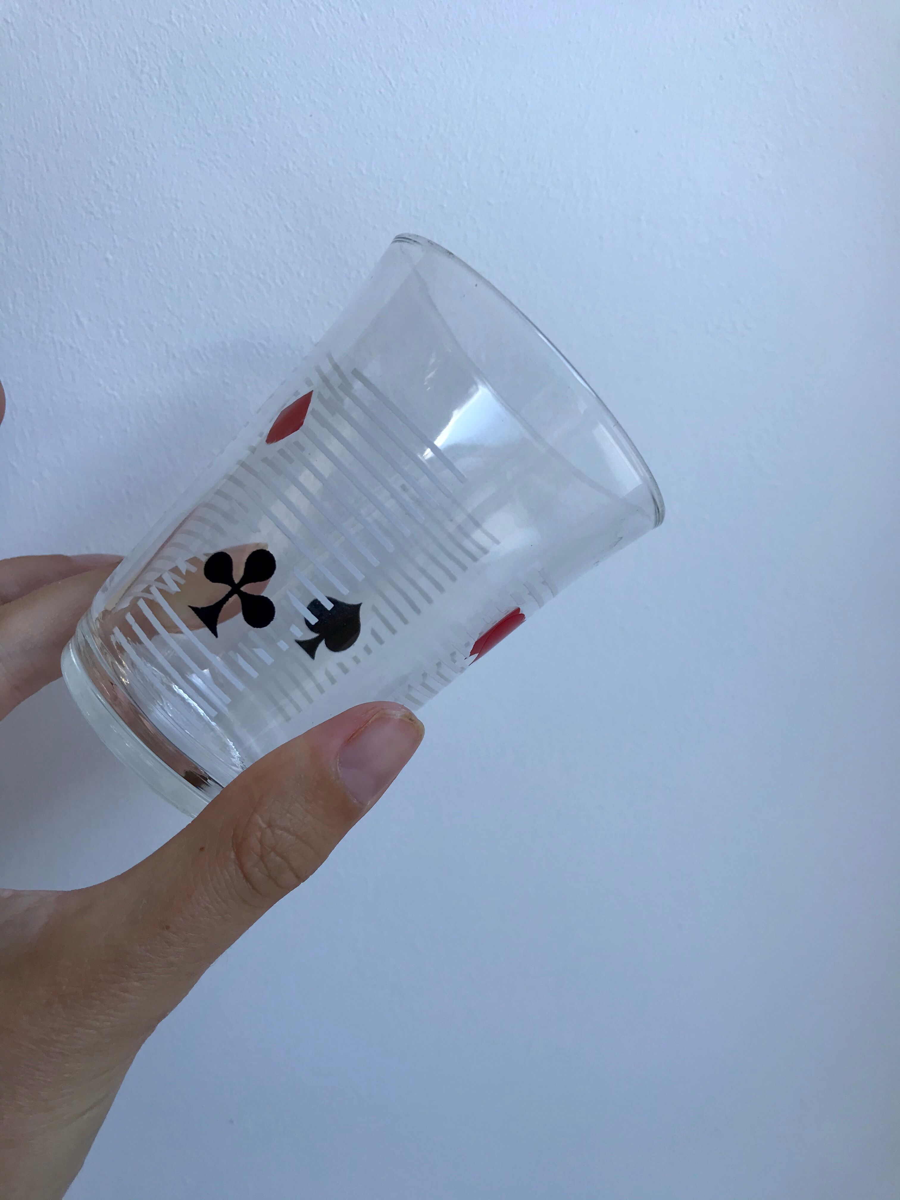 Set of 6 water glasses card games 70s