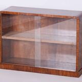 Small Restored Art Deco Display Bookcase, Walnut and Glass, Czech, 1930s