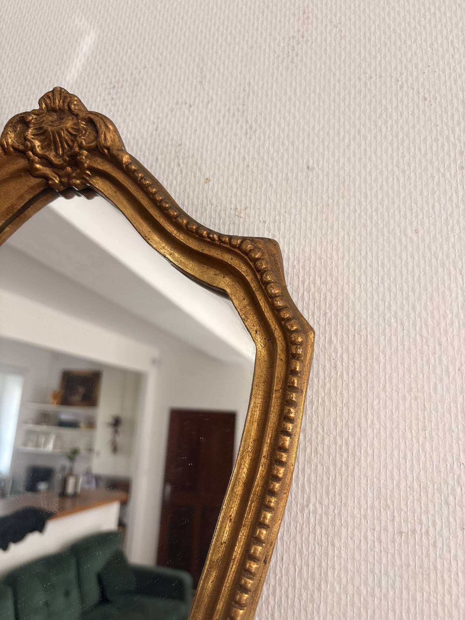 Golden Mirror Wood Rocaille Louis XV Rococo Golden Mirror Wood Shell