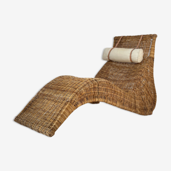 Karlskrona Rattan Wicker Chaise Lounge by Karl Malmvall for Ikea