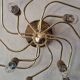 Mid century modern 3-level brass spiral brass chandelier, 1960s