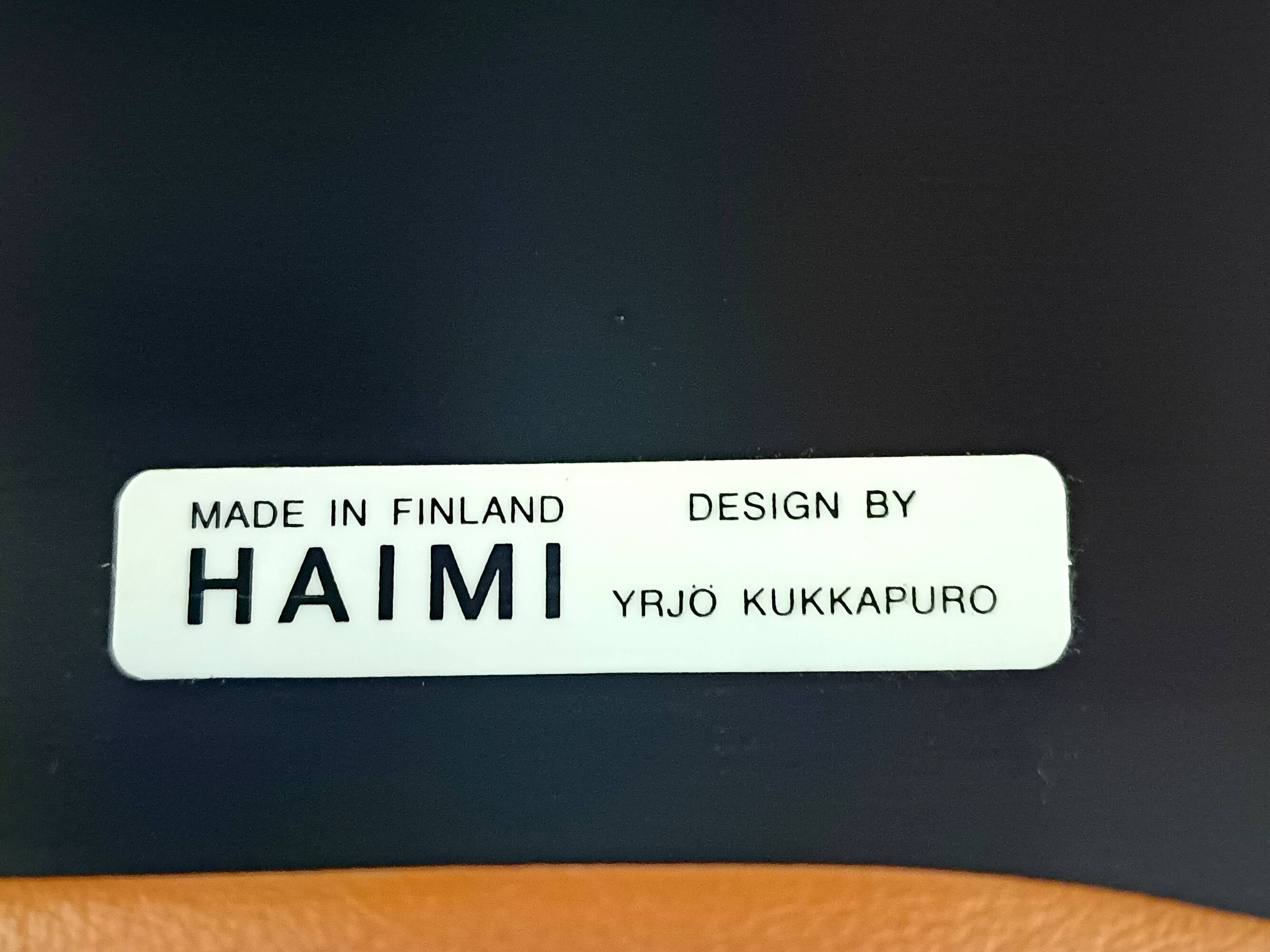 Karuselli Lounge Chair by Yrjö Kukkapuro for Haimi in Orange Leather, 1970s