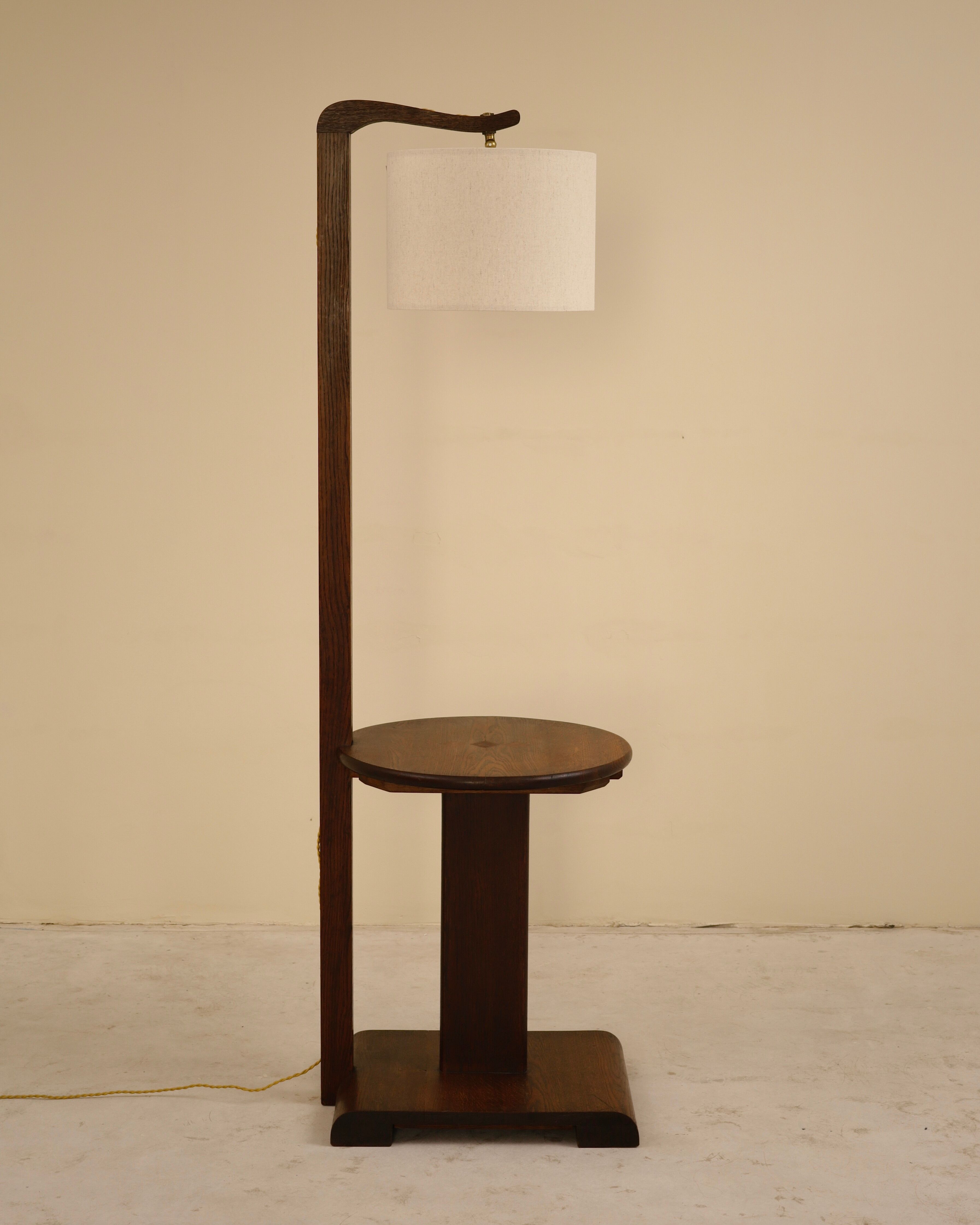 Floor lamp in solid oak, France, 1940s
