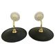 Pair of black enamelled sheet metal wall lamps electrified to nine