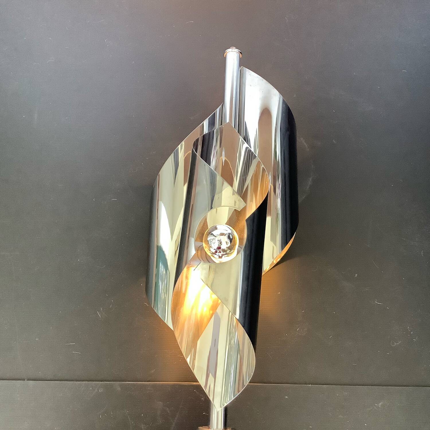 Large Chrome Lamp 3 Lights Space Age Italy 70's Dlg Reggiani