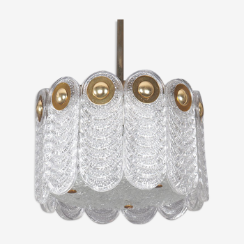 Vintage Hanging Lamp in Crystal and Brass from Kaiser Leuchten