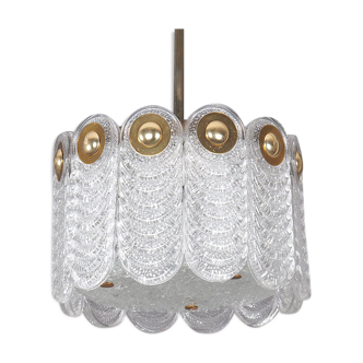 Vintage Hanging Lamp in Crystal and Brass from Kaiser Leuchten
