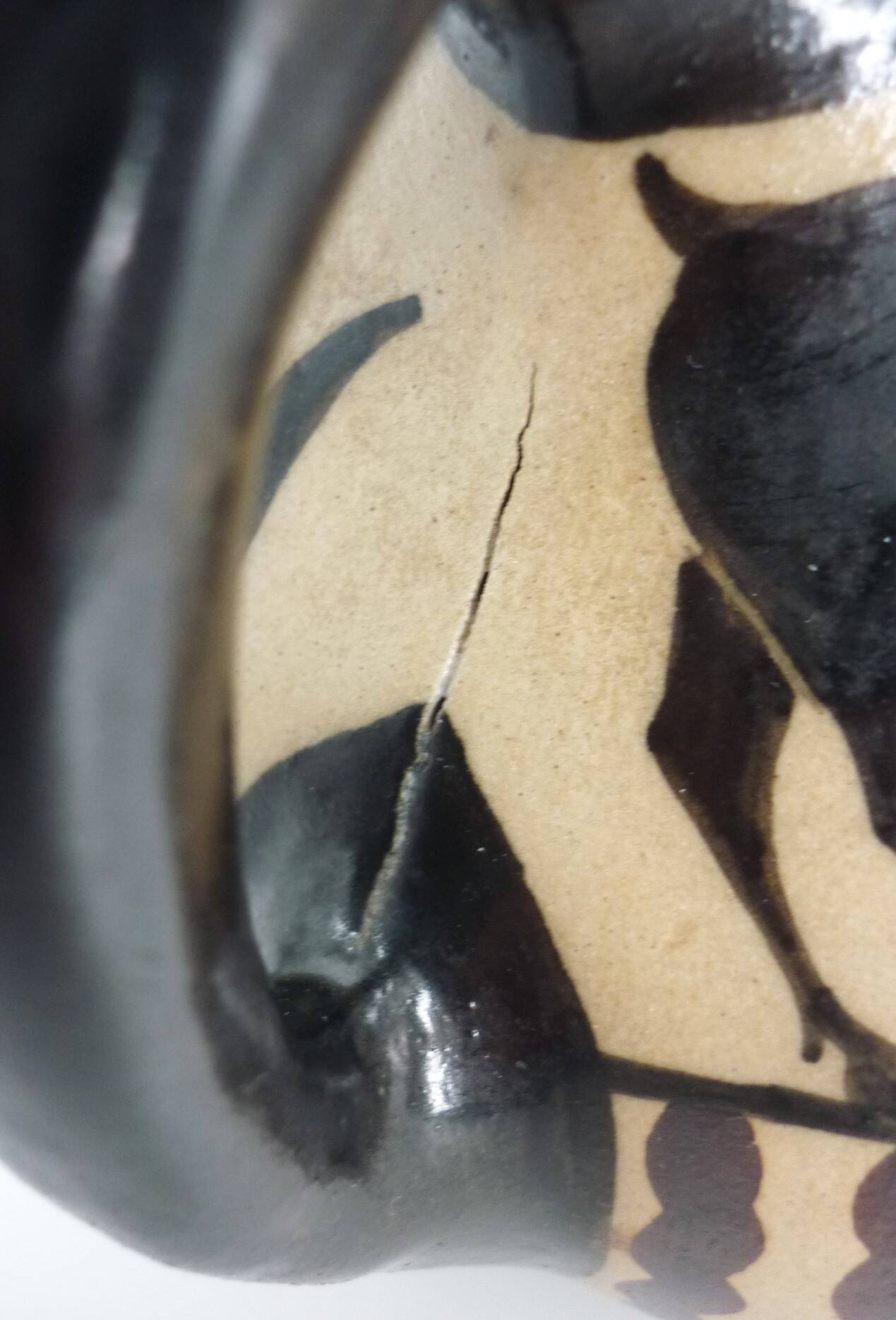 Vase pichet, céramique émaillée, art déco, E. Vilotte Ciboure, antilopes