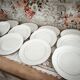12 dessert plates in porcelain with double gold trim.