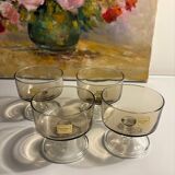 Set of 4 Luminarc smoked glass bowls, 1970s