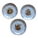Set of 8 flat plates Limoges porcelain model duck pheasant partridge antique earthenware