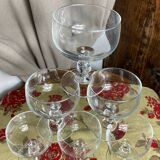 Six glass champagne or dessert glasses, Seca