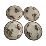 Set of 4 Sarreguemines plates, Royat model, 19th century, early 20th century