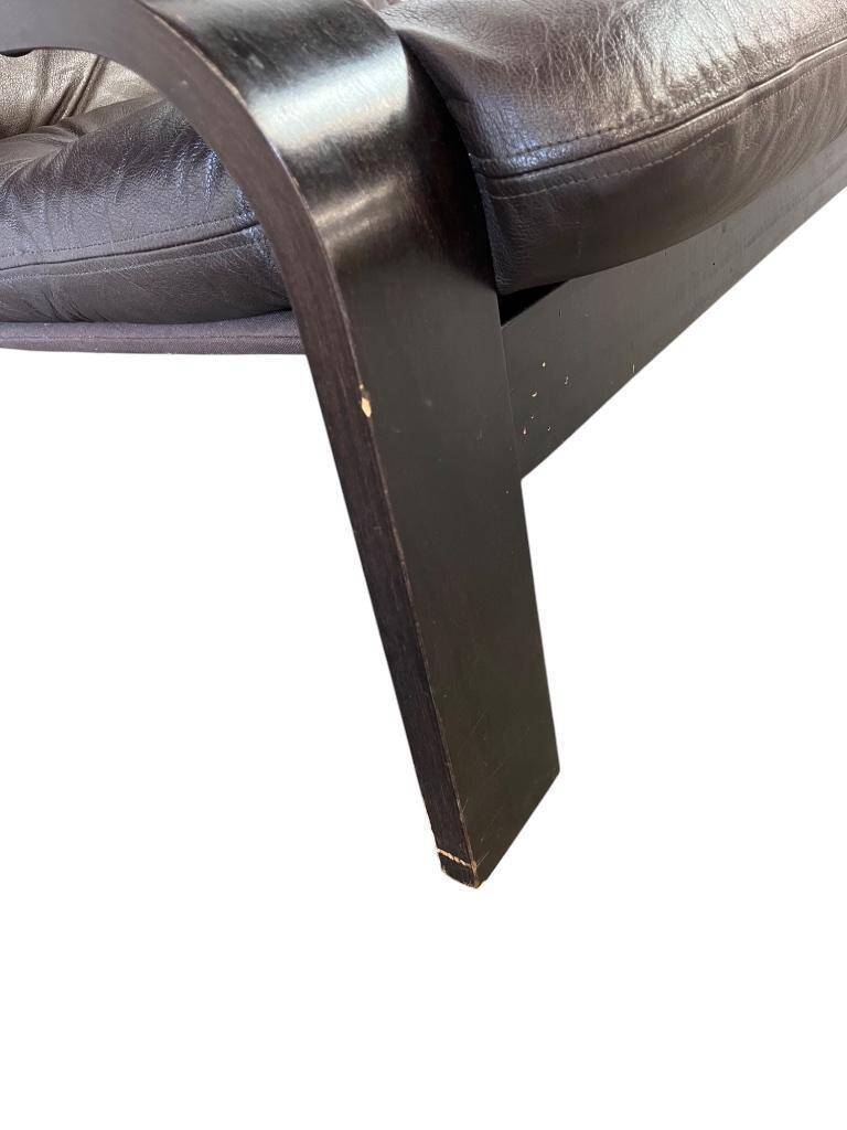 Vintage brown leather two-seater sofa/chaise longue