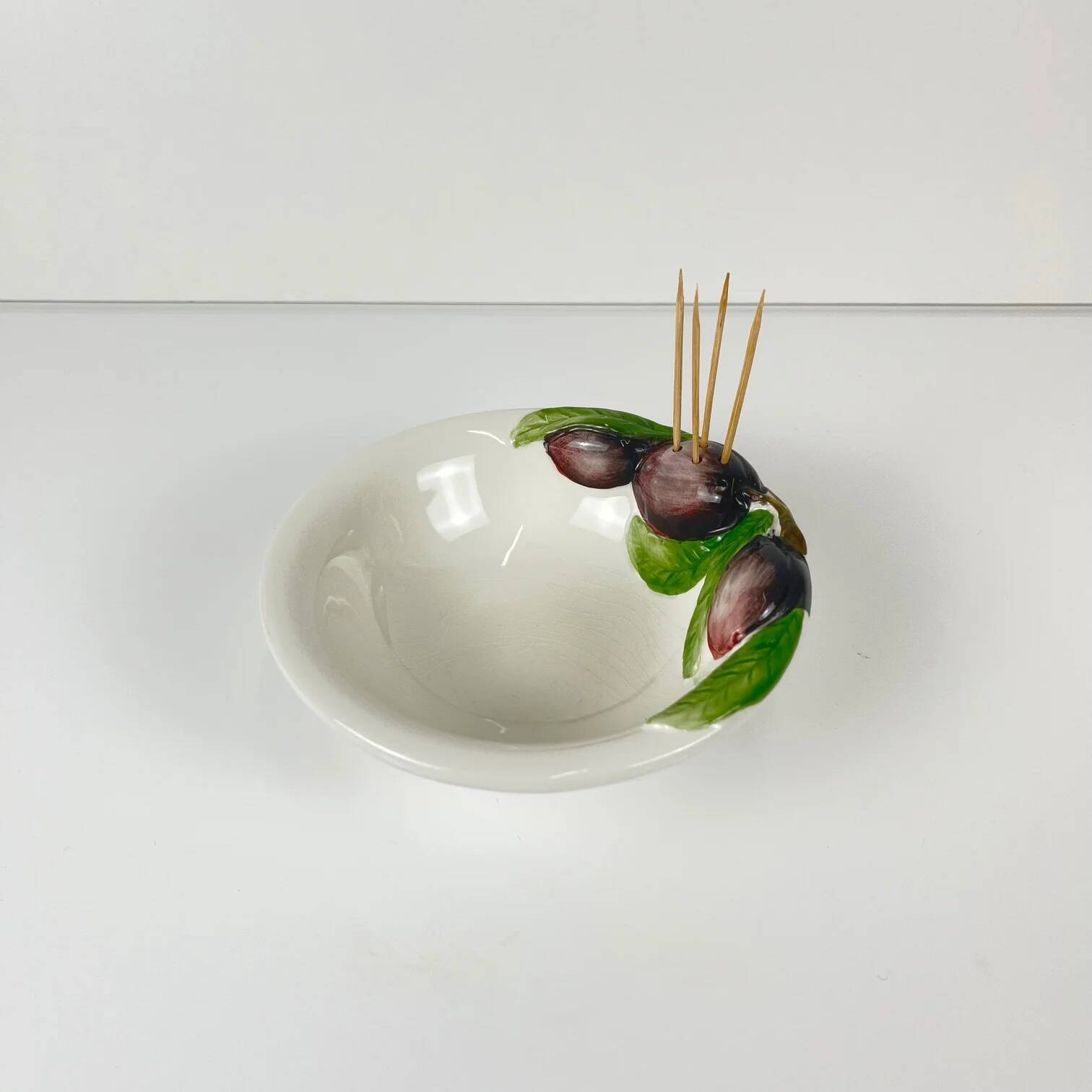 Olive barbotine appetizer dish, Bassano, Italy 1970