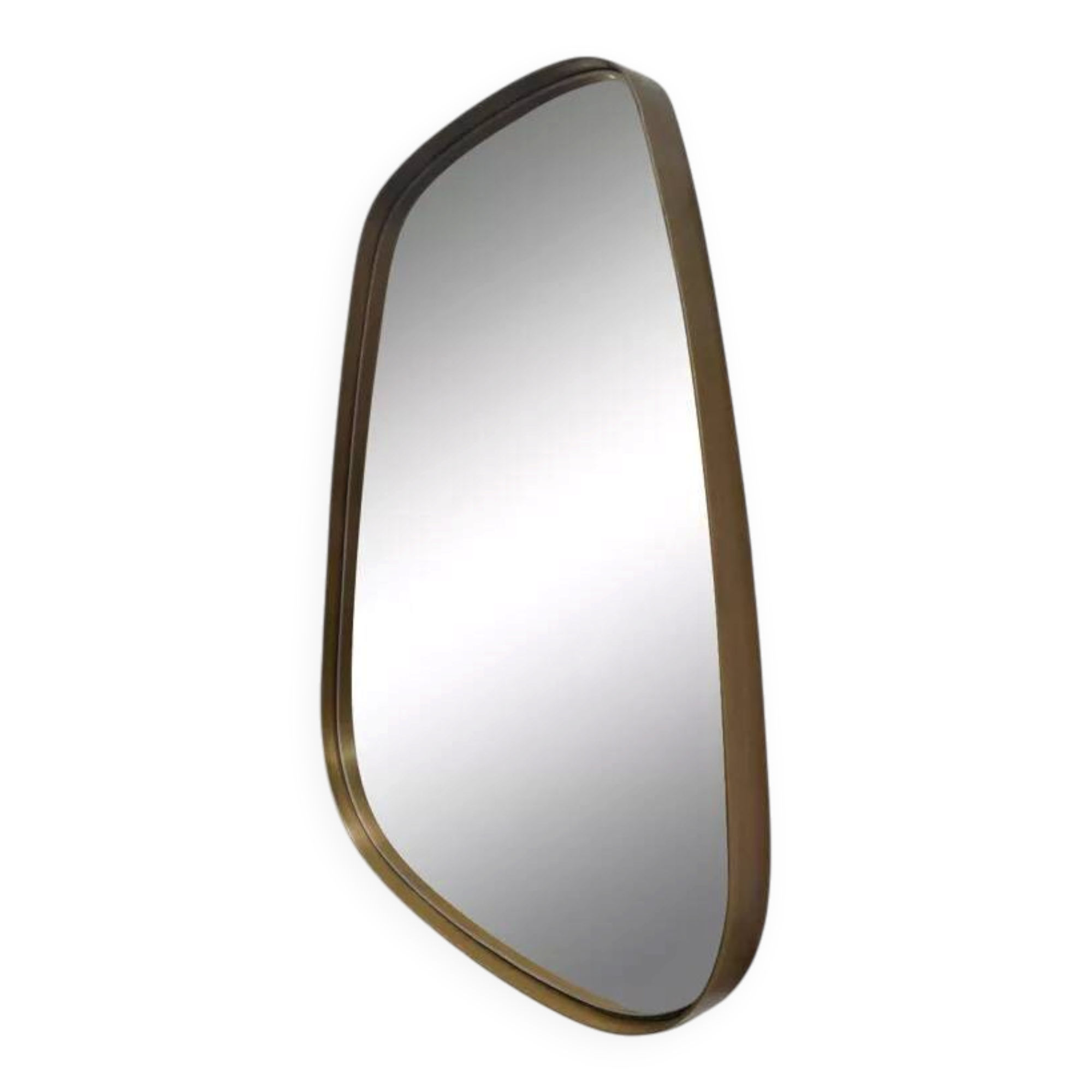 Mirror, rear-view and free form in brass.