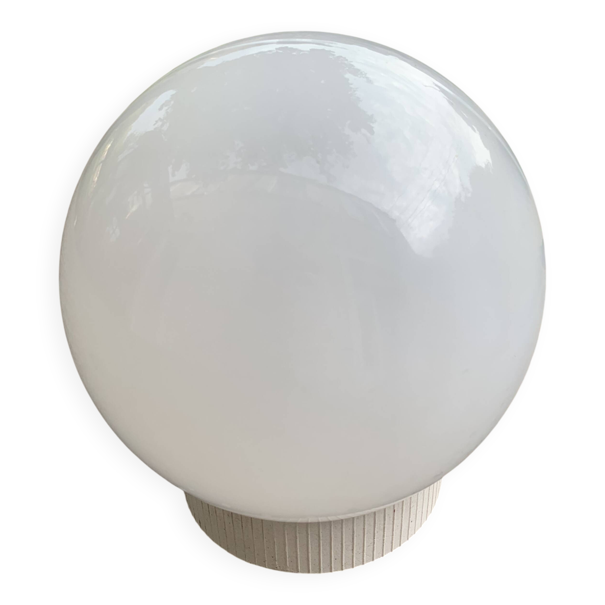 Ceiling light, white opaline globe ball, with base, vintage