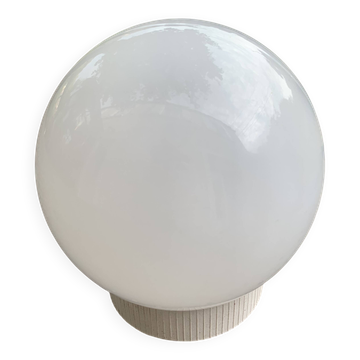 Ceiling light, white opaline globe ball, with base, vintage