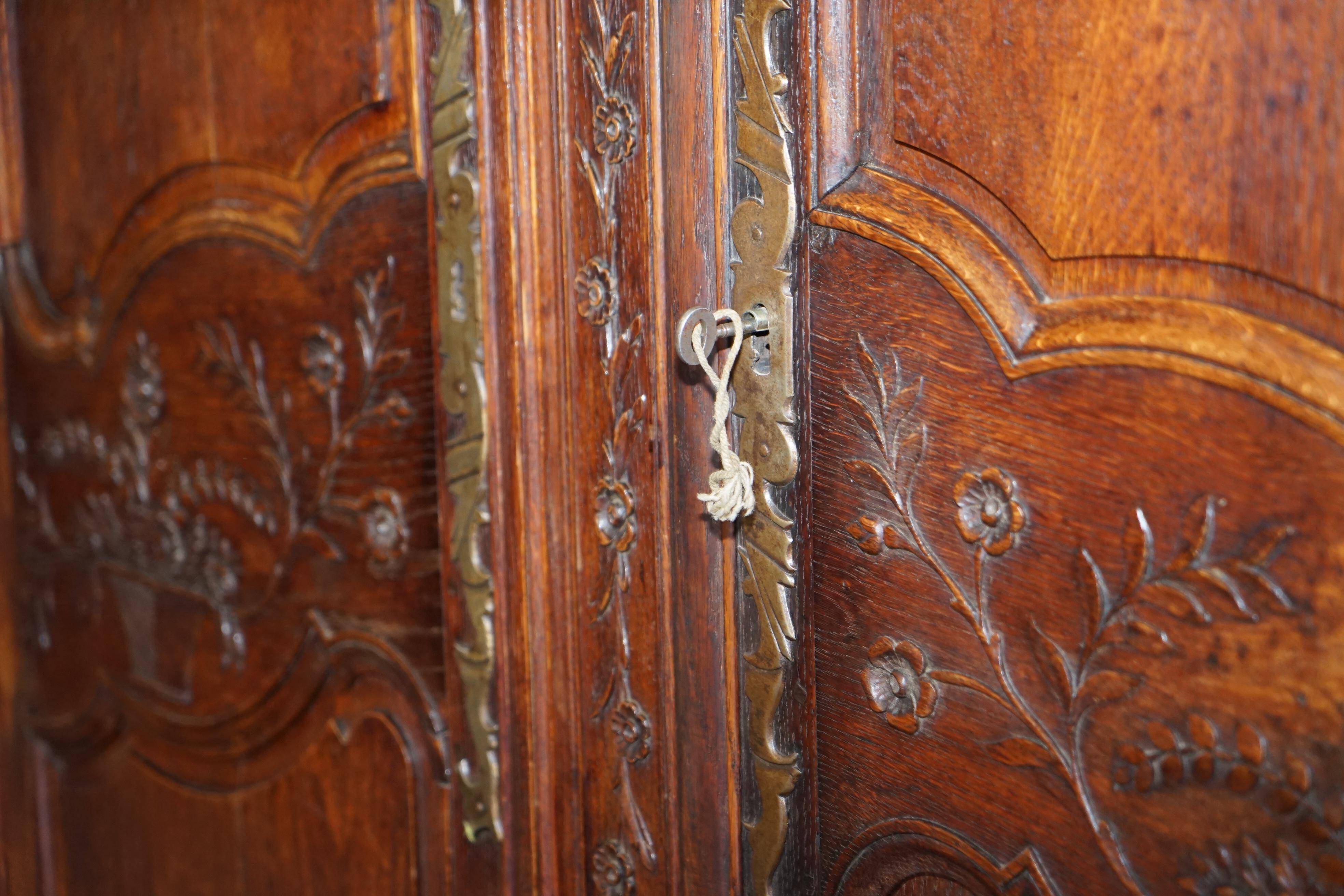Antique Carved Wardrobe Dated 1844 with Shaped Panels