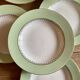 Set of 6 old mint and white hollow plates, the Amandinoise