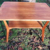 Coffee table rectangular double wooden tray