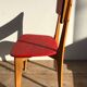 Old wood & vinyl red 60s vintage scandinavian chair
