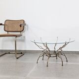 Zigzag Bronze Faux Bamboo Hollywood Regency Coffee Table, 1960s