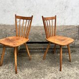 Set of 4 vintage beech bistro chairs – compass legs