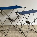 Folding beach stool - Large blue model