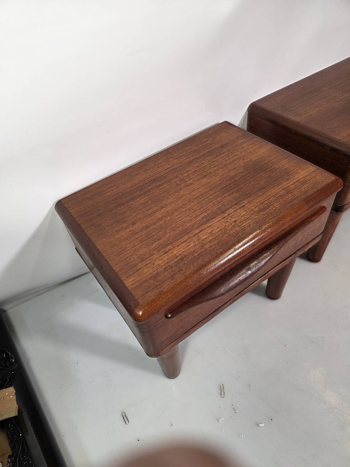 Pair of Scandinavian teak bedside tables from the 1960s.