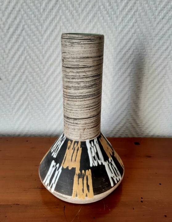West Germany graphic ceramic vase, circa 1970