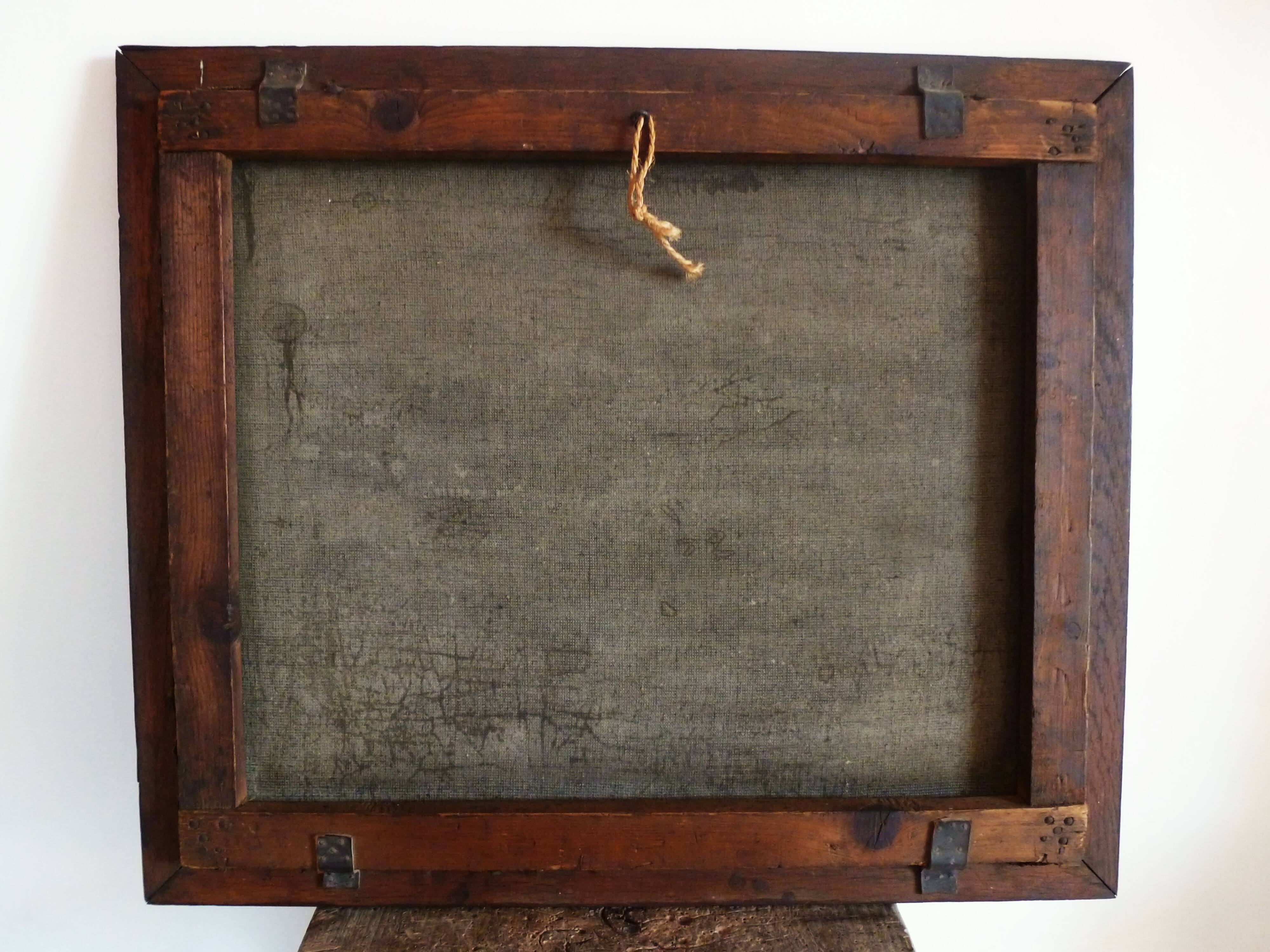 Antique landscape painting / framed oil painting of countryside landscape.