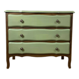 Commode vintage 3 tiroirs en bois restaurée avec peinture Libéron